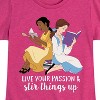 Girls' - Disney Princess - Tiana and Belle Reading Live Your Passion Fitted Short Sleeve Graphic T-Shirt - 2 of 4