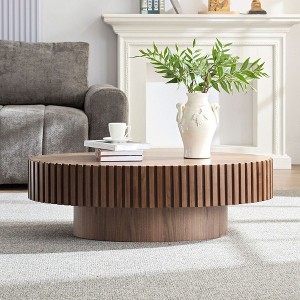 PAGED Coffee Table with Sturdy Pedestal,Modern Tea Table,43.7"  Oval Center Table for Livng Room - 1 of 4