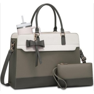 Laptop Tote Bag for Women, Leather Work Bag with Multiple Pockets, Waterproof Business and Teacher Bag - 1 of 4