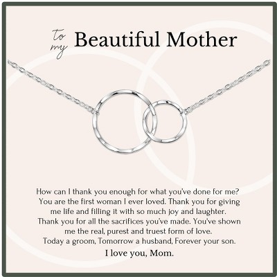 HOPE LOVE SHINE Mother of the Groom Gifts from Son Wedding Necklace 14k Gold Plated Sterling Silver 2 Rings 18"