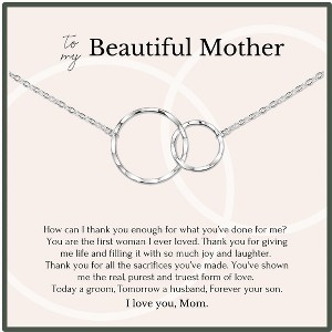 HOPE LOVE SHINE Mother of the Groom Gifts from Son Wedding Necklace 14k Gold Plated Sterling Silver 2 Rings 18" - 1 of 1