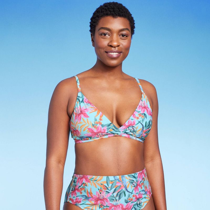 Women's Tropical Print Crossover Triangle Bikini Top - Kona Sol™ Multi , 5 of 19
