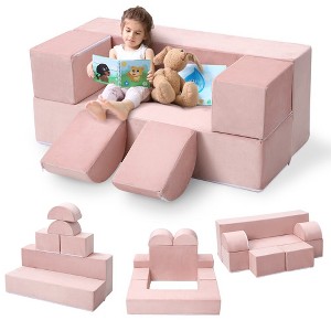 6PCS Modular Kids Play Sofa, Toddler Couch Play Couch for Playroom, Foam Modular Couch for Girls & Boys - 1 of 4