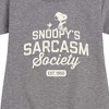Girls' - Peanuts - Snoopy Sarcasm Society Graphic Short Sleeve Fleece Dress - 2 of 4