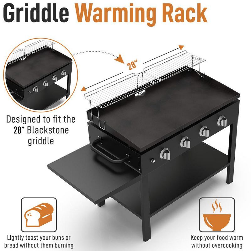 Yukon Glory Griddle Warming Rack Designed for 28 in. Blackstone Griddles, New & Improved Design One-Step Clip on Attachment, 5 of 9