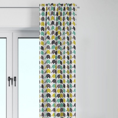 Bacati - Elephants Mint/Yellow/Grey Curtain Panel