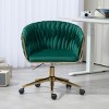 Velvet Swivel Desk Chair with Wheels, Height Adjustable Hand-Woven Vanity Makeup Chair for Home Office, Bedroom, Living Room – Cuddlewood - 2 of 4