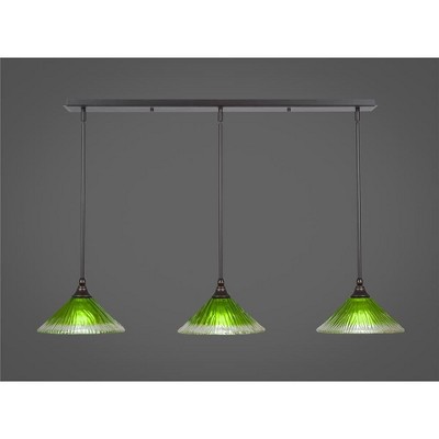 Toltec Lighting Any 3 - Light Chandelier in  Dark Granite with 10" Kiwi Green Crystal Shade