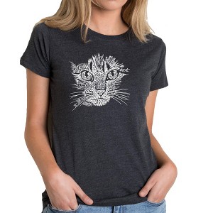LA Pop Art Women's Premium Blend Word Art T-shirt - Cat Face - 1 of 4