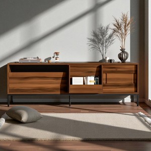 Mshliw 70.8" Modern TV Stand for TVs up to 75", Media Console with Sliding Doors, Adjustable Shelves, Drawer Storage & Metal Frame - 1 of 4