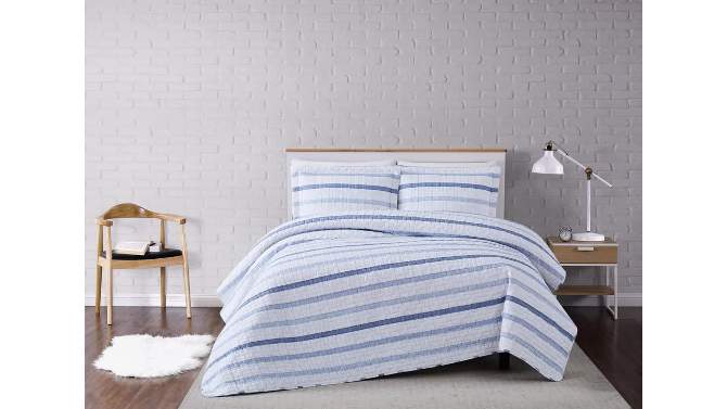 Waffle Stripe Quilt Set Blue/White - Truly Soft, 2 of 5, play video