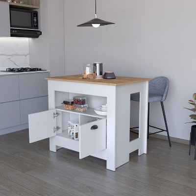 NicBex Mobile Kitchen Island Cart Morden Kitchen Carts with Storage, 1 Open Shelf and 2 Cabinets for Kitchen