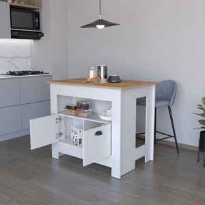 NicBex Mobile Kitchen Island Cart Morden Kitchen Carts with Storage, 1 Open Shelf and 2 Cabinets for Kitchen - 1 of 4