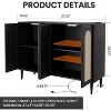 Rattan Storage Cabinet w/ Charging & Coffee Bar - 4-Door Boho Sideboard (Adjustable Shelves)Multi-Functional Boho Cupboard for Entryway/Dining - 2 of 4