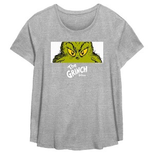Women's Dr. Seuss Grinch Eyes Crop T-Shirt - 1 of 3