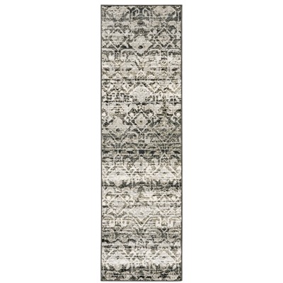 Oriental Weavers Bowen 042H2 Grey/ Ivory Indoor Area Rug - 2'3" x 7'6"