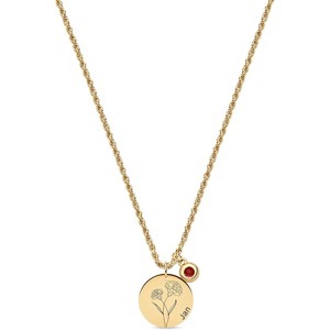 18K Gold Carnation Birth Flower Necklace – Dainty 2MM Twist Chain with Birthstone Pendant - 1 of 4