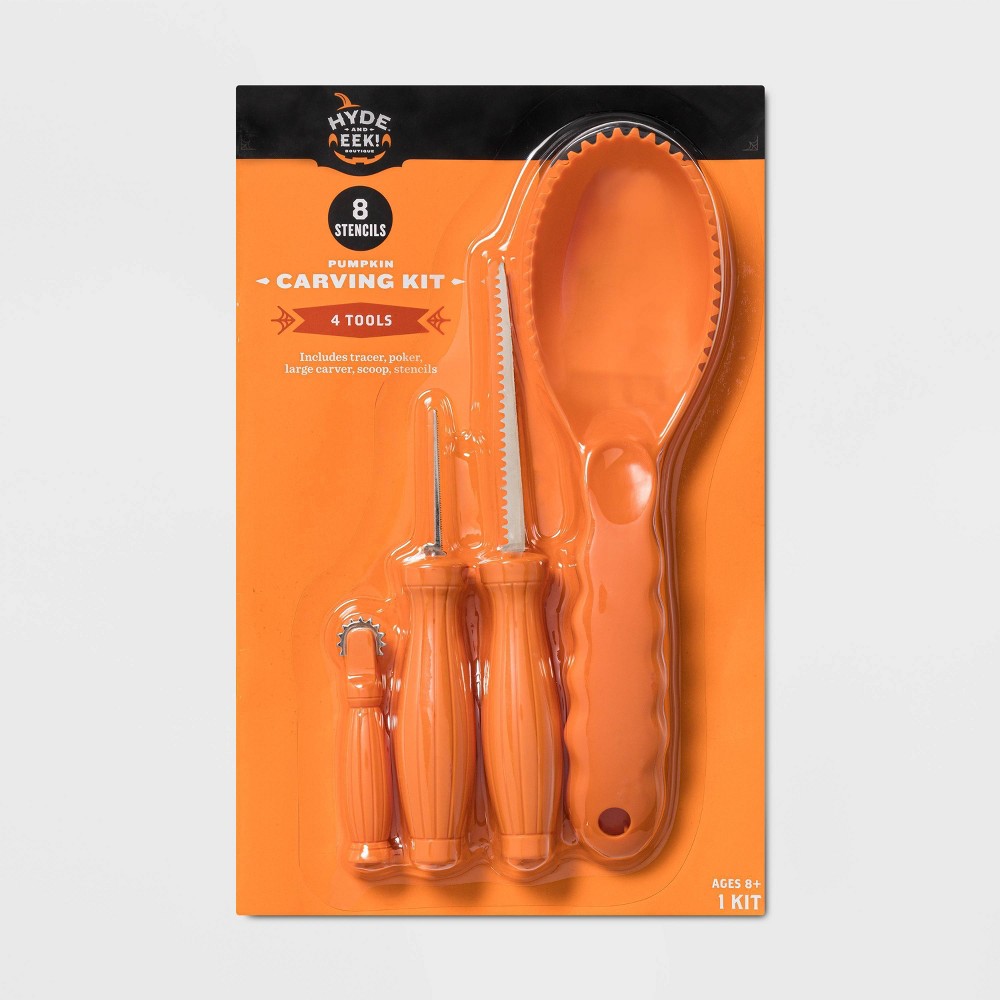 Halloween 4-Tools & 8 Patterns Halloween Pumpkin Carving Kit (All in One) - Hyde & EEK! Boutique