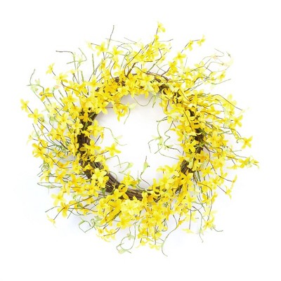 Spring Yellow Forsythia and Twig Grapevine Wreath 21.75"