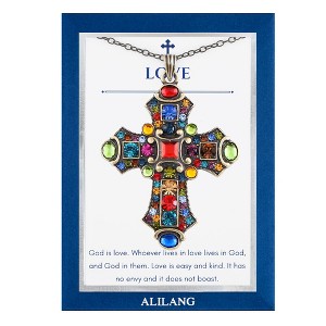 Anna-Kaci Colorful Stained Glass Rhinestone Pendant Necklace Gift Message Card & Envelope Jewelry Gifts - 1 of 4