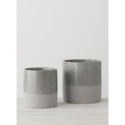Sullivans Set of 2 Flower Vase 6.5"H & 5.5"H Gray