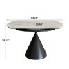 Versatile Dining Table with Marble-Pattern Stone Top & Steel Base - 3 of 4