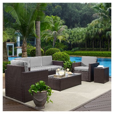 Palm Harbor 5pc All-Weather Wicker Patio Conversation Set - Gray - Crosley