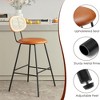 SEVOBAL Counter Stools Set of 4 Bar Stools Indoor Height Barstools for Home Faux Leather Counter Stool with Rattan Backrest, Beige, 19.9"*19.9"*42.5" - 4 of 4