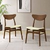 Christopher Knight Home Set of 2 Josie Mid-Century Modern Rubber Wood Faux Leather Dining Chairs Beige/Walnut - 2 of 4