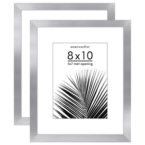 Americanflat 2 Pack of Picture Frames with Mat - Plexiglass Cover - 1 of 4