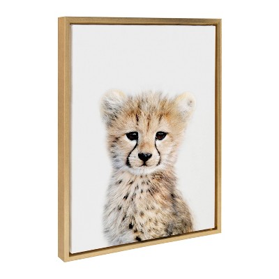 Gold Framed Baby Cheetah Canvas Wall Art