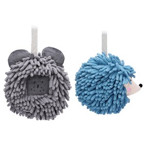 REGALWOVEN Chenille Fuzzy Ball Cute Cartoon Decorative Hand Drying Hanging Hand Towel for Bathroom 7" x 7" 2 Pcs - 1 of 4