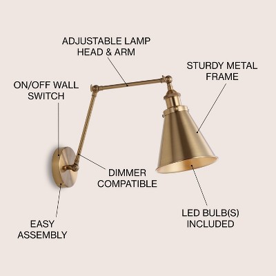 Brass Gold Adjustable Arm LED Wall Sconce