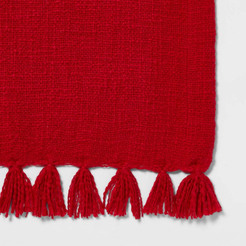 90&#34; x 20&#34; Cotton Textured Table Runner Red - Threshold&#8482;, 4 of 5
