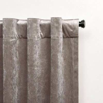 Taupe Velvet Light-Filtering Back Tab Window Curtain Panels, 52" x 84"