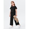 Mocamel Girl's Sports Simple Texture Casual Round Neck Short Sleeves and Loose Pant 2 piece Set - 3 of 4