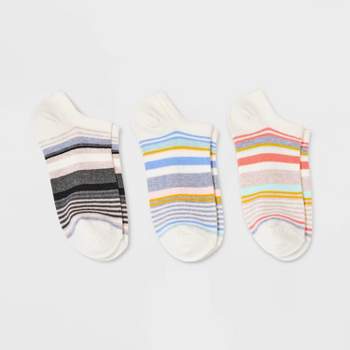 Women's 3pk Multi Striped Low Cut Socks - A New Day™ Assorted Color 4-10