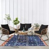 Outdoor Modern Stripe Picnic Mat Reversible Lightweight Portable Woven Plastic Straw Rug Area Rugs for Camping Garden Backyard - 2 of 4