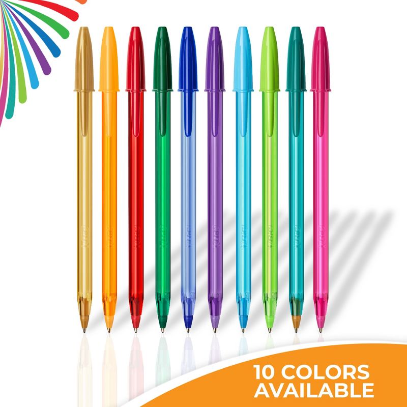 BIC Color Cues Pen Set, 60-Count Pack, Assorted Colors, Fun Color Pens for School Supplies, Includes BIC Cristal Xtra Smooth Ballpoint Pens, 2 of 8