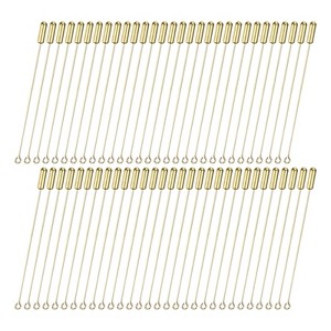 Unique Bargains DIY Clothing Accessories Suit Copper Long Needle Brooch Stick Pins Stopper Ends Flat Head - 1 of 4