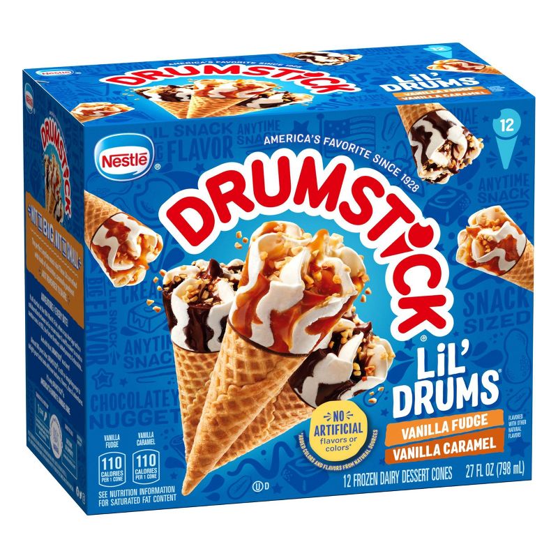 Nestle Vanilla with Caramel & Fudge Frozen Sauce Drumstick Lil'Drums - 12ct, 3 of 16