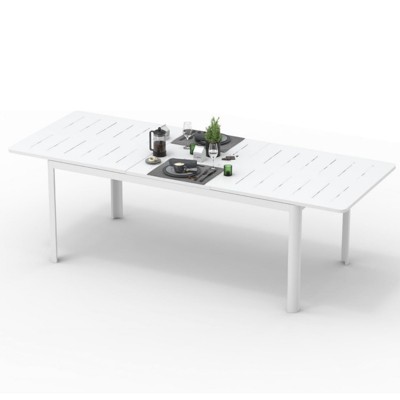 Maggift Patio End Tables Rectangular Outdoor Coffee Table，Modern Industrial Style，for Spaces Patio House Balcony，White，94.49"*35.43"*29.92"