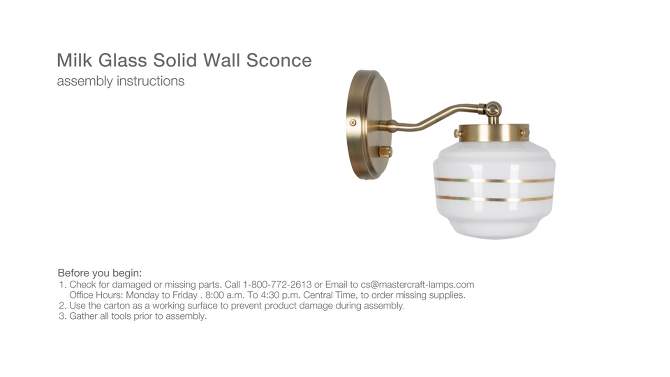 Milk Glass Striped Wall Sconce Brass Finish - Hearth &#38; Hand&#8482; with Magnolia, 2 of 7, play video
