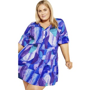 Avenue Women's Plus Size Trinity Print Dress - 1 of 4