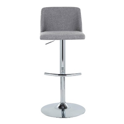 Gray Adjustable Swivel Bar Stools with Metal Frame