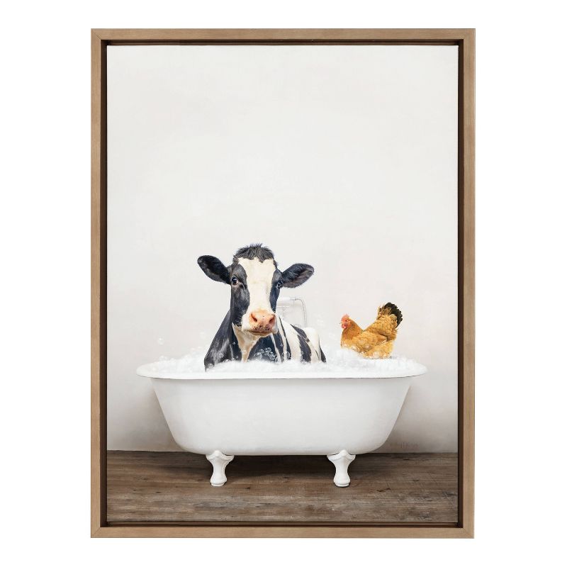 18&#34; x 24&#34; Sylvie Cow and Chicken in Rustic Bath Frame Canvas by Amy Peterson Gold - Kate &#38; Laurel All Things Decor, 3 of 8