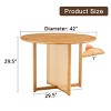FURNIinspire Dining Tables Modern Rattan Round Dining Table, Country Retro Wood Dining Room Table, Decorative Table, Brown, 42"*42"*29.5" - 3 of 4
