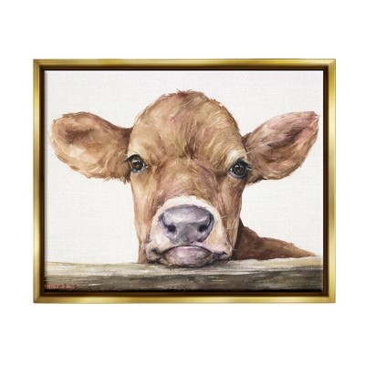 Stupell Industries Cute Baby Cow Animal Watercolor Painting