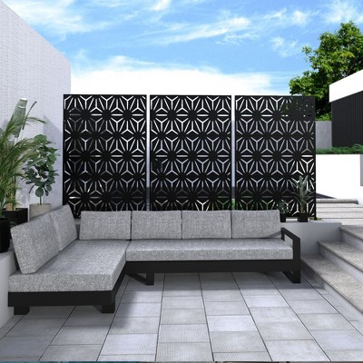Dovelina Black Metal Freestanding Outdoor Privacy Screen 72" x 47"