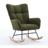 Modern Nursery Rocking Chair Upholstered Glider Chair with High Backrest and Solid Wood Legs, Teddy Fabric Accent Armchair - ModernLuxe - 2 of 4